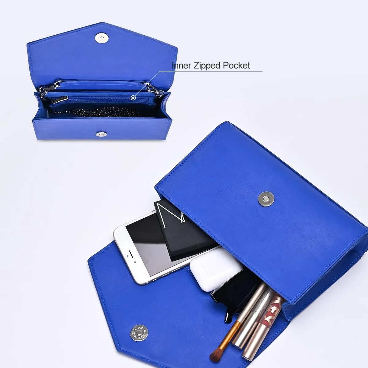 GM LIKKIE Clutch Purse for Women, Evening Envelope Clutch Bag, Crossbody Foldover PU Leather Shoulder Handbag
