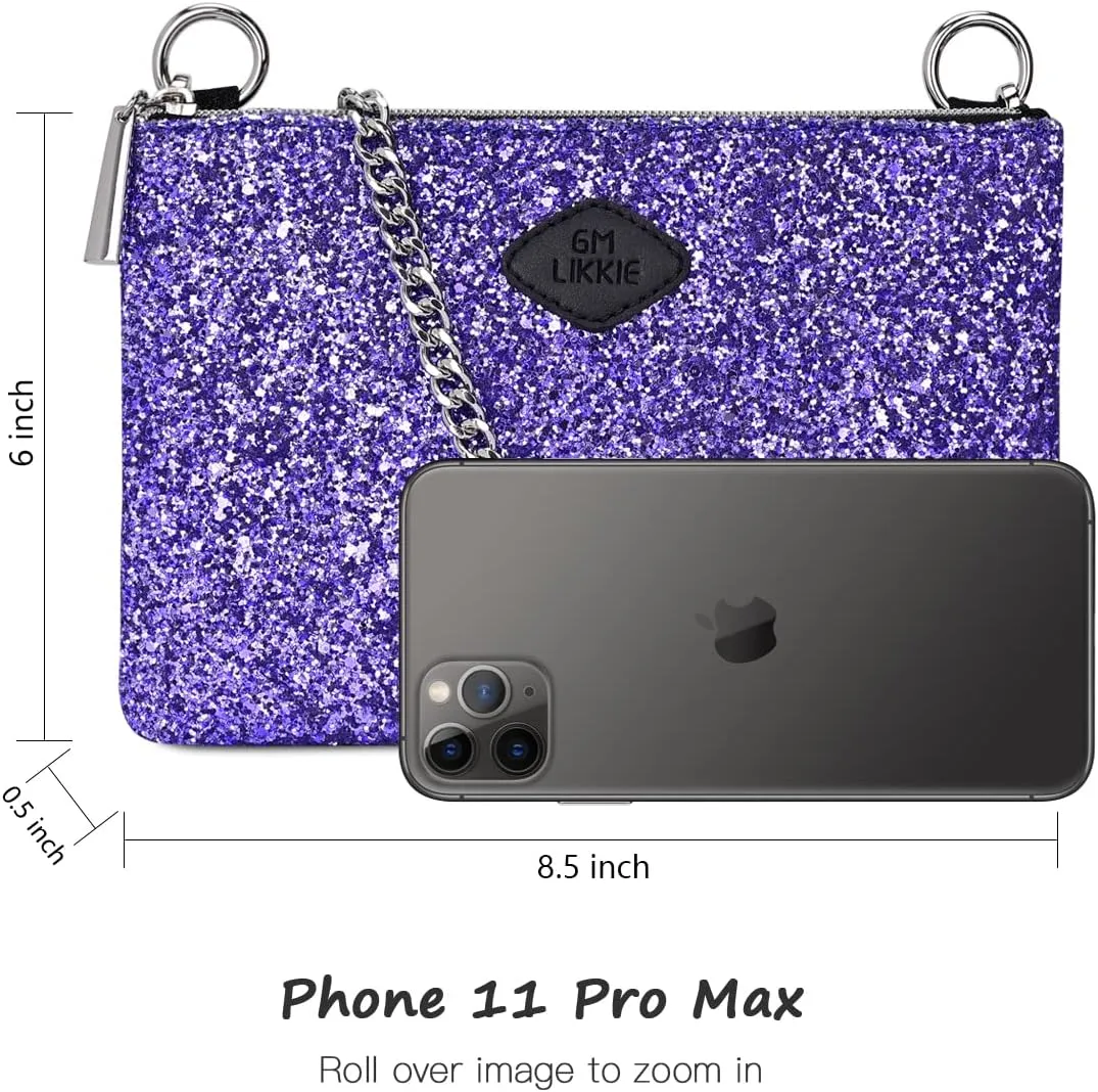 GM LIKKIE Crossbody Clutch Purse for Women, Glitter Evening Bag, Sequin Wedding Handbag for Party