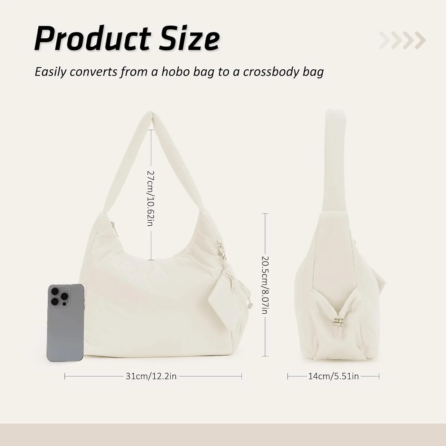 GOKTOW Quilted Puffer Tote Bag for Women,Crescent Nylon Hobo Crossbody Shoulder Bags for Gym Work Travel Trendy Handbags