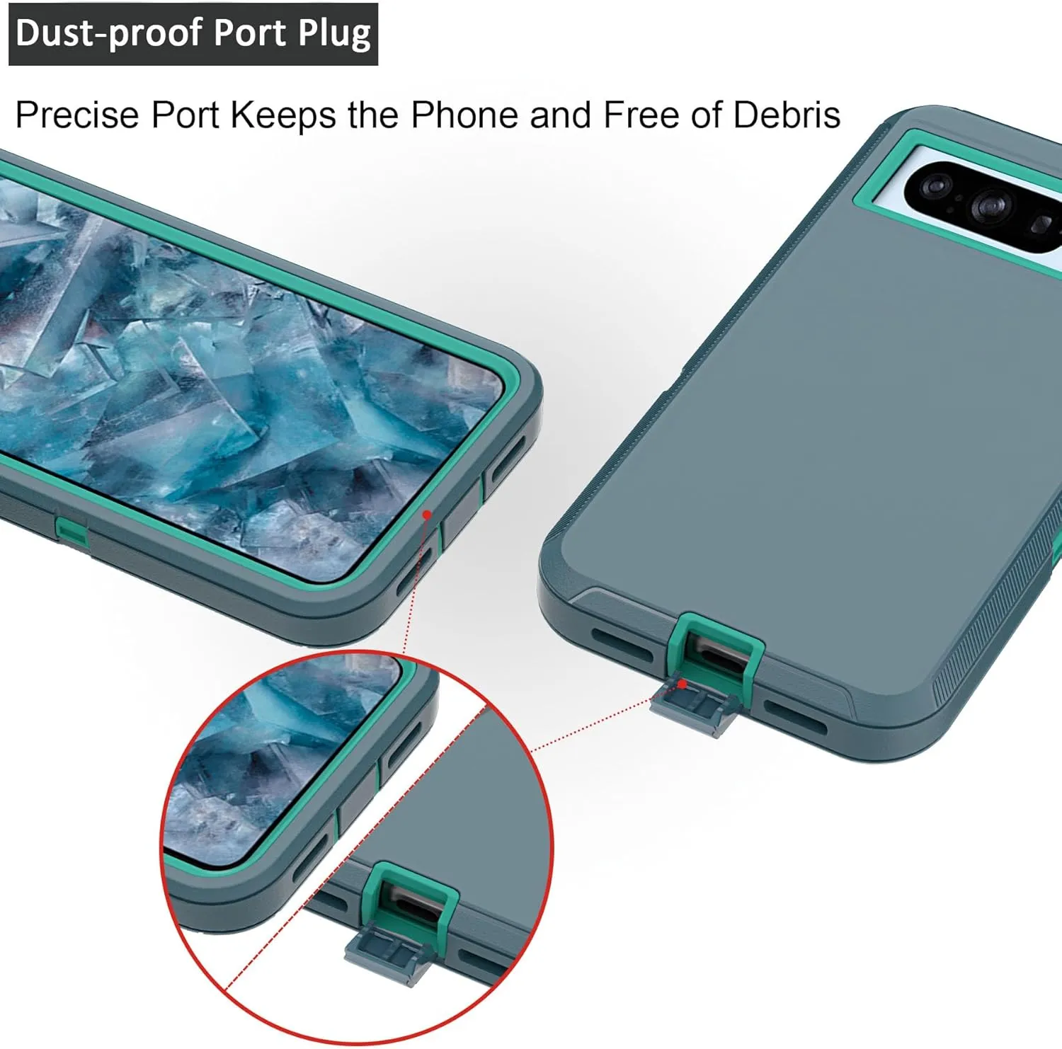 Google Pixel 8 Pro Case With Belt Clip Holster - Heavy Duty Rugged Shockproof Full Body Protection Kickstand Phone Case for 6.7-inch Pixel 8 Pro (Dark Green)