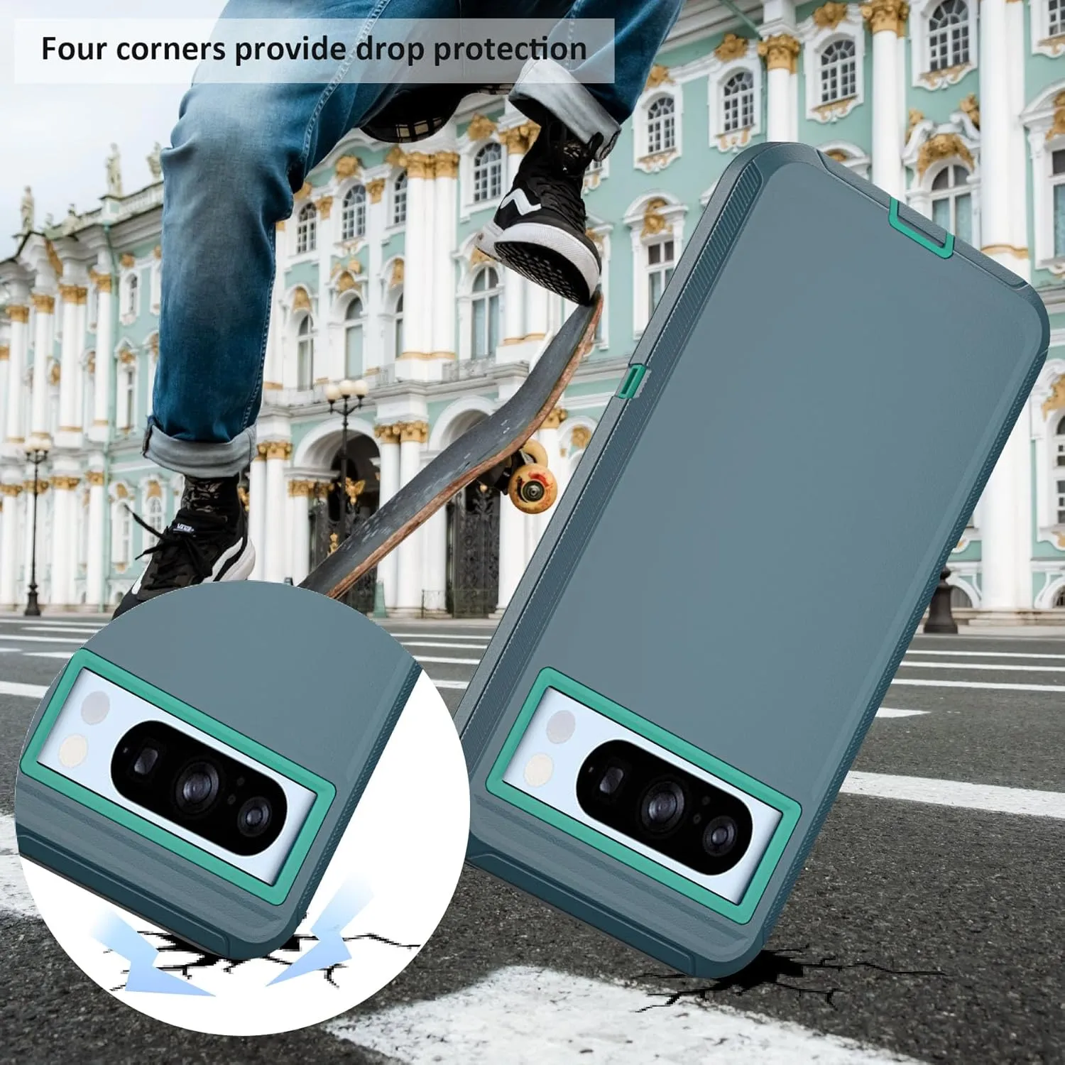 Google Pixel 8 Pro Case With Belt Clip Holster - Heavy Duty Rugged Shockproof Full Body Protection Kickstand Phone Case for 6.7-inch Pixel 8 Pro (Dark Green)