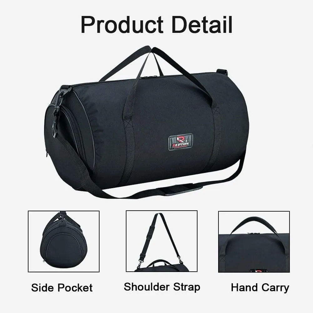 Gym Duffle Bag with Shoe Compartment Waterproof Foldable Men Women Travel, Fitness, for Swimming, Yoga, and Camping Holdall Sports Bags - Shoulder Strap Swimming Basketball Tennis Luggage Weekender Light Weight Bags (Robust Black)