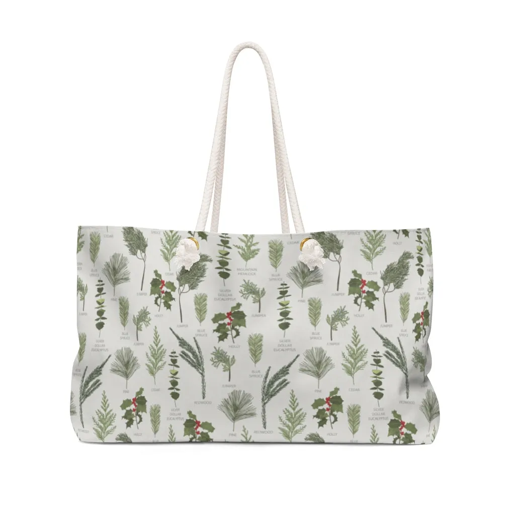 Holiday Greenery Weekender Bag in Gray