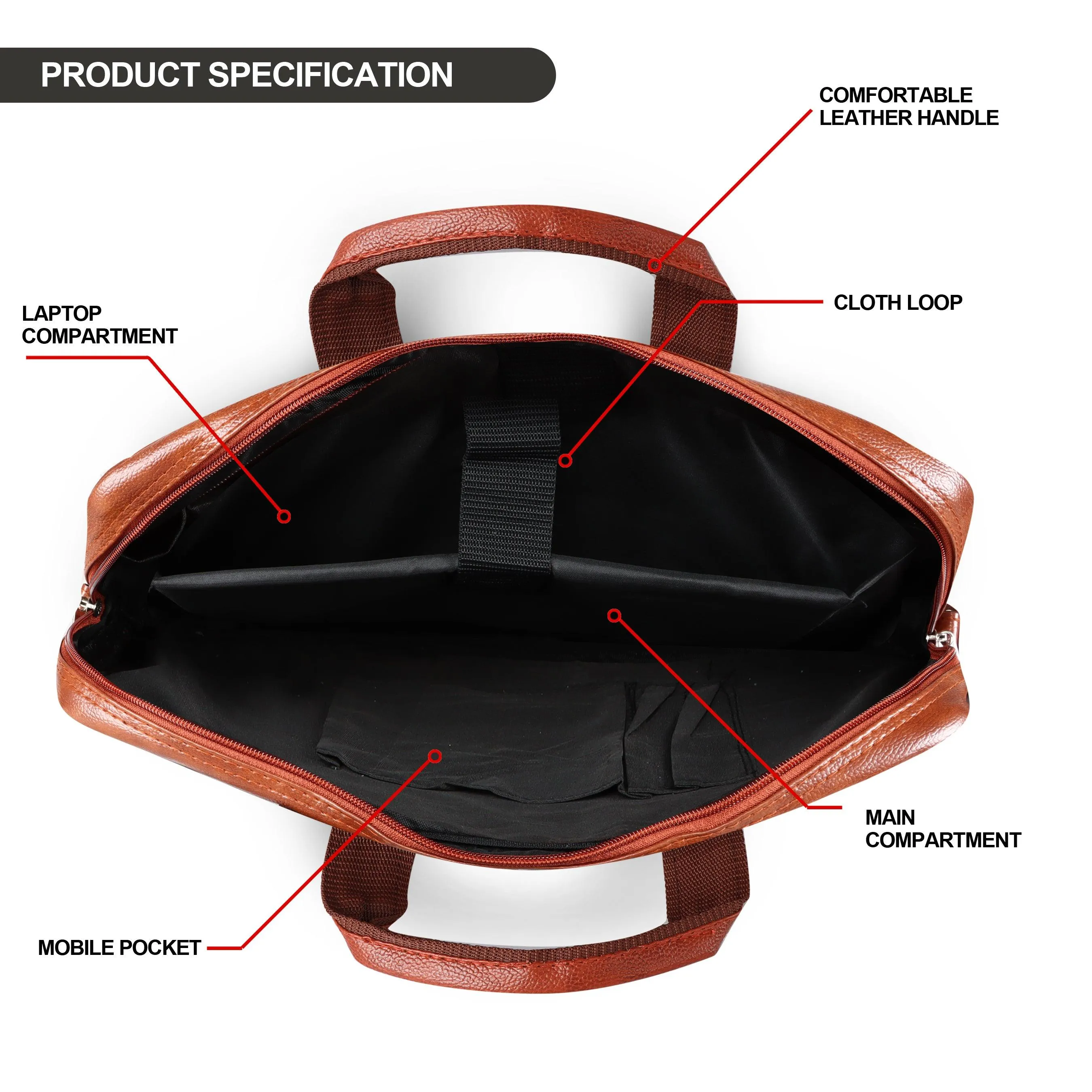 Jaxer Tan Leather Laptop Messenger Bag for Men - JXRMB017
