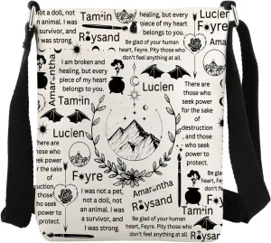 JYTAPP Court Merch Crossbody Bag Book Lover Gift Roses Thorns Dragon Fantasy Book Bag Gift Bookworm Bookish Court Fans Gift