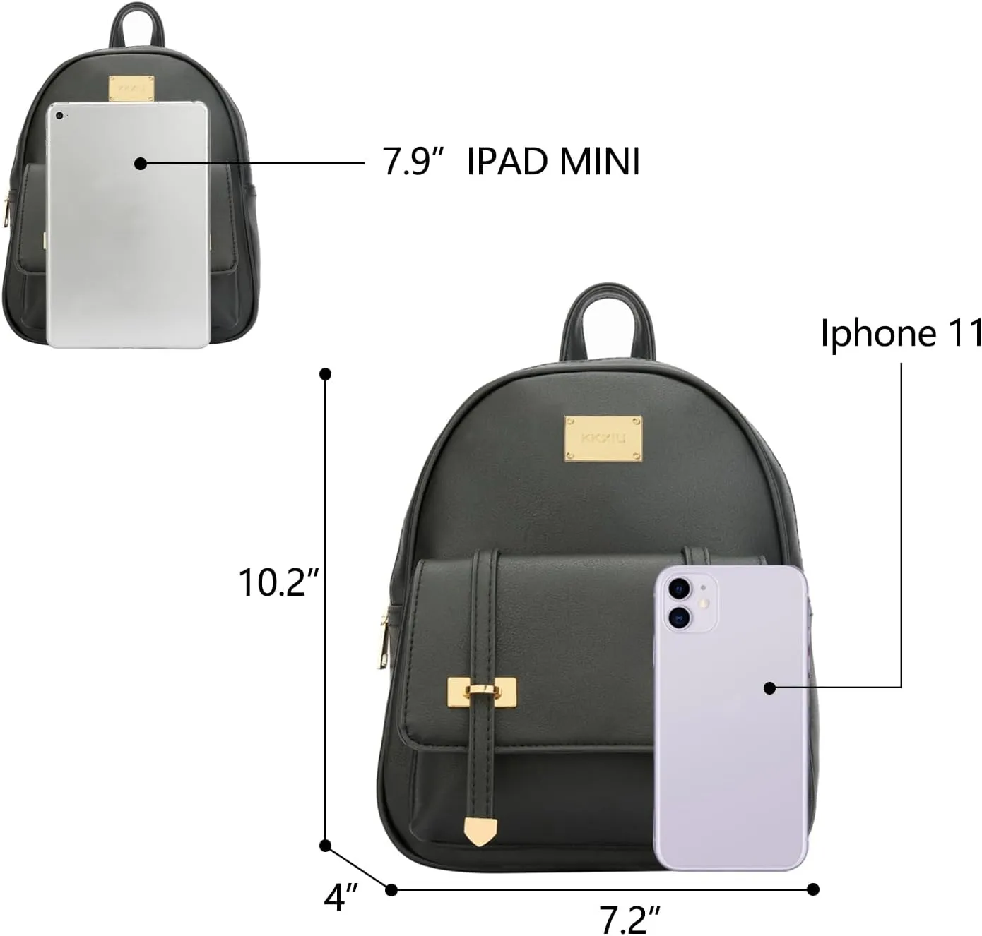KKXIU Girls Small Backpack Purse Vegan Leather Mini Bookbag for Women Cute Teen Pompom Daypack