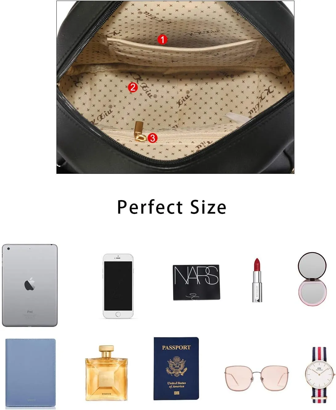KKXIU Girls Small Backpack Purse Vegan Leather Mini Bookbag for Women Cute Teen Pompom Daypack