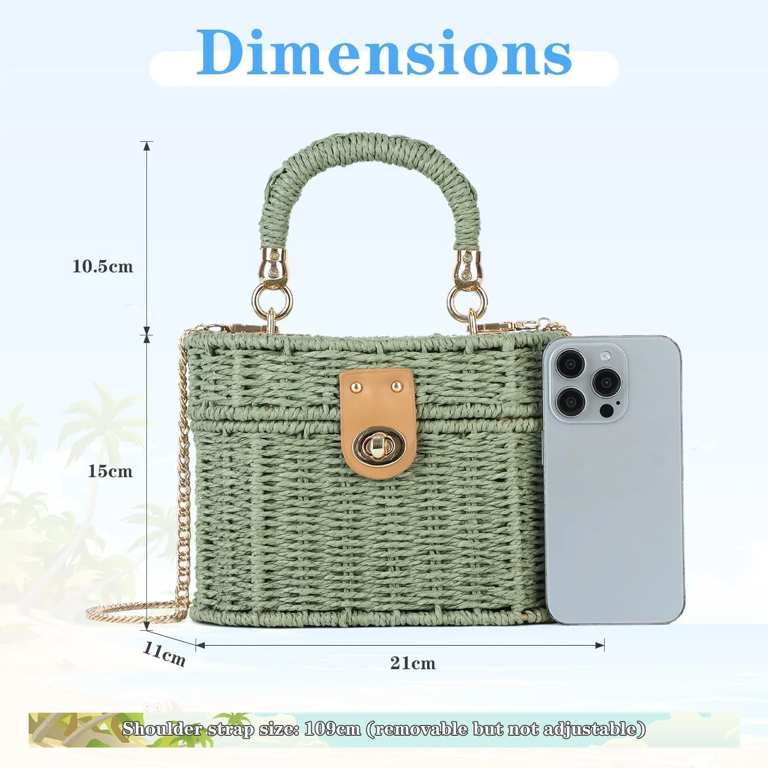 KUANG! Handwoven Basket Straw Purse for Women Woven Straw Rattan Shoulder Bag Vintage Beach Tote Bag