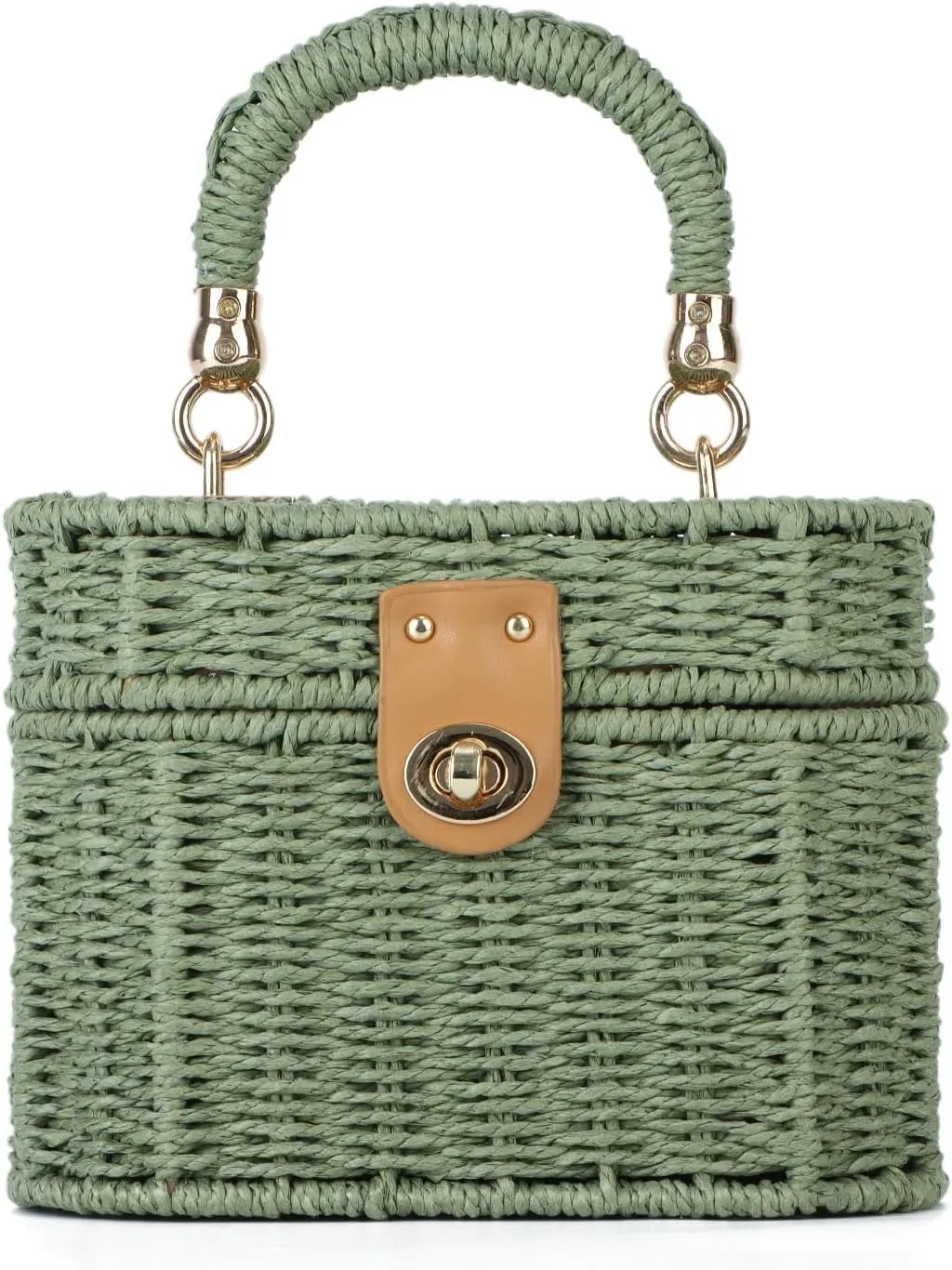 KUANG! Handwoven Basket Straw Purse for Women Woven Straw Rattan Shoulder Bag Vintage Beach Tote Bag