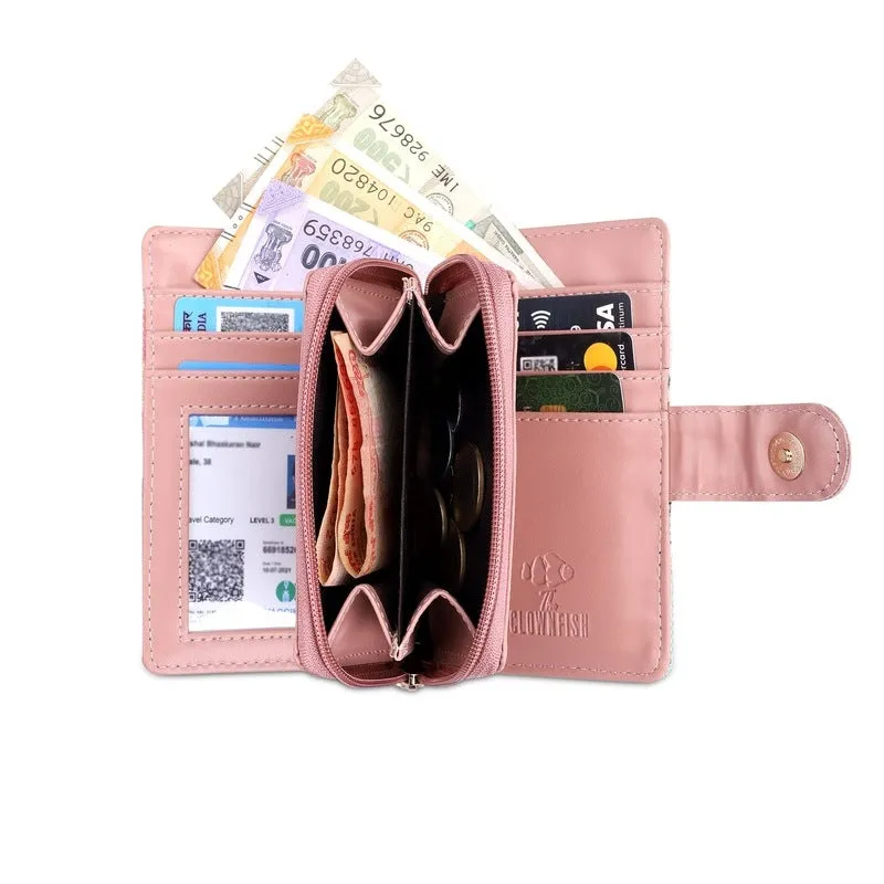 Ladies Wallet Clutch - Stylish Vegan Leather & Fabric | Bifold | Multicolour-Hexagon