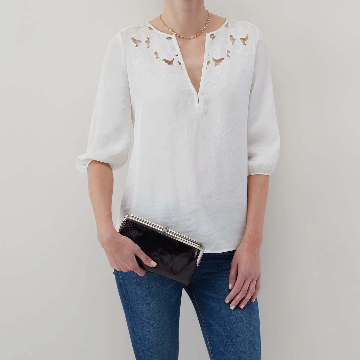 Lauren Clutch-Wallet in Polished Leather - Claret