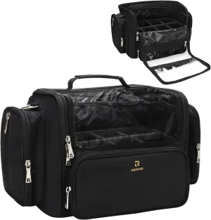 Makeup Brush Bag, Makeup Artist Must Haves, Professional Travel Makeup Brush Case, Extra Large Stand Up Make Up Brush Holder Makeup Organizer, Full Open With Compartments and Shoulder Strap