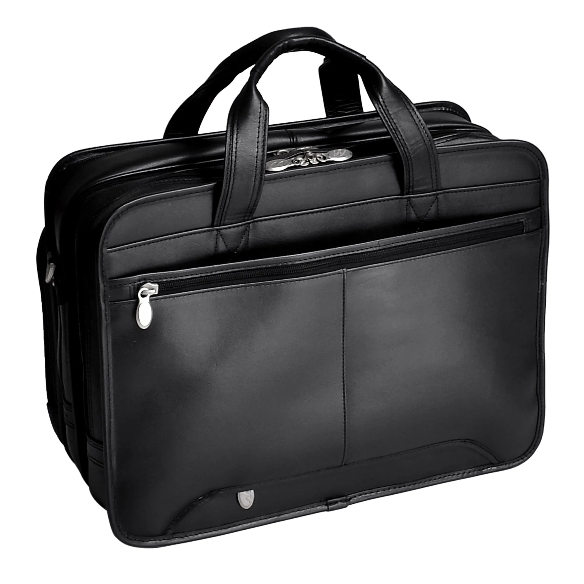 McKlein WALTON 17" Leather Expandable Double Compartment Laptop Briefcase w/ Removable Sleeve