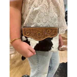 Mia Hide & tooled leather clutch #mia6