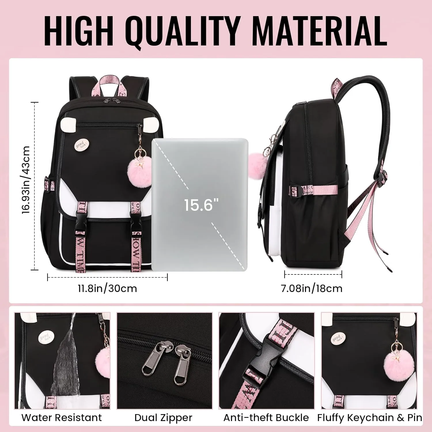 MOONBABY Girls Backpack School Bookbag for Teens Large Capacity Aesthetics Bags for Middle High School