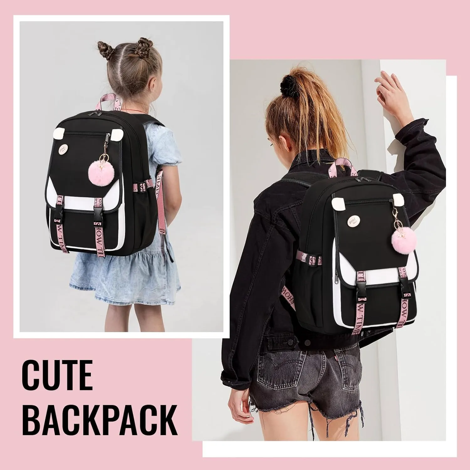 MOONBABY Girls Backpack School Bookbag for Teens Large Capacity Aesthetics Bags for Middle High School