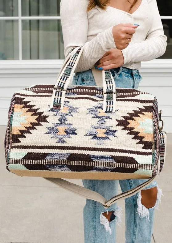 Natural Sands Aztec Print Duffle Tote Bag