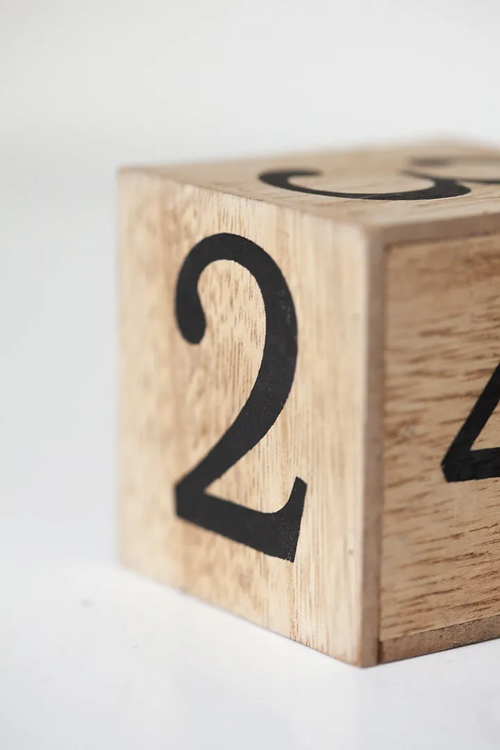 Natural Wood Mail Organizer Desktop with Block Calendar