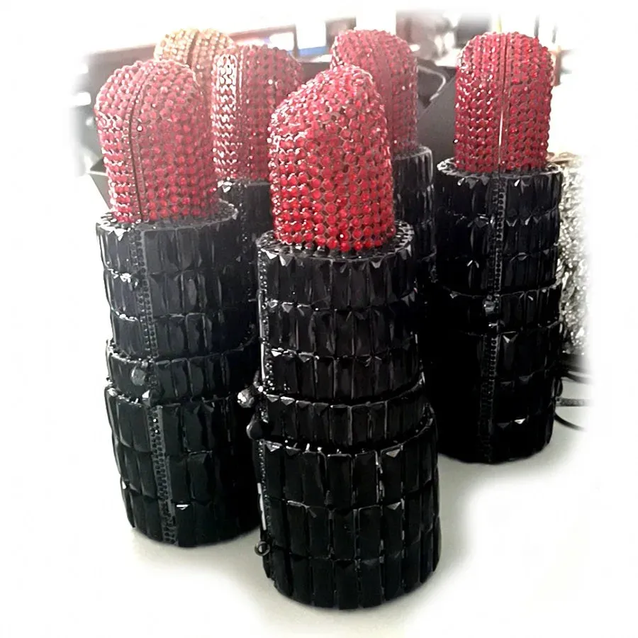 NEW Lipstick Shaped Crystal Purses - Luxury Diamond Clutch Bags