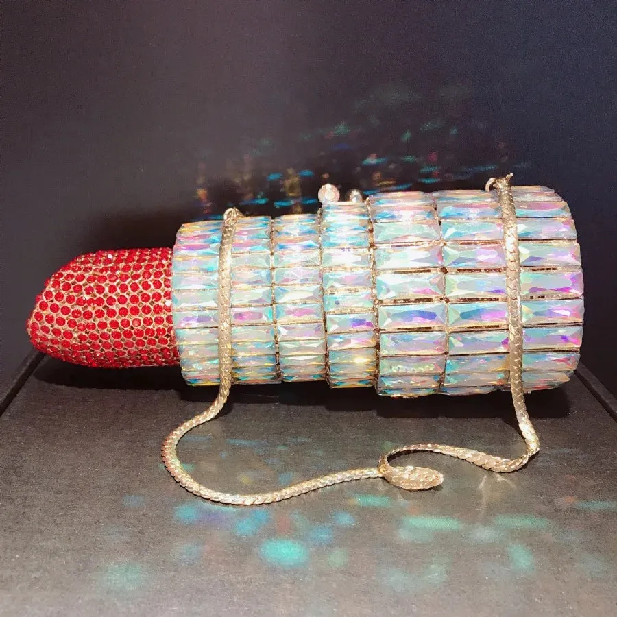 NEW Lipstick Shaped Crystal Purses - Luxury Diamond Clutch Bags