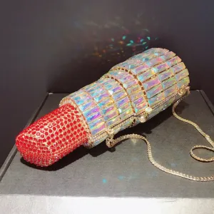 NEW Lipstick Shaped Crystal Purses - Luxury Diamond Clutch Bags