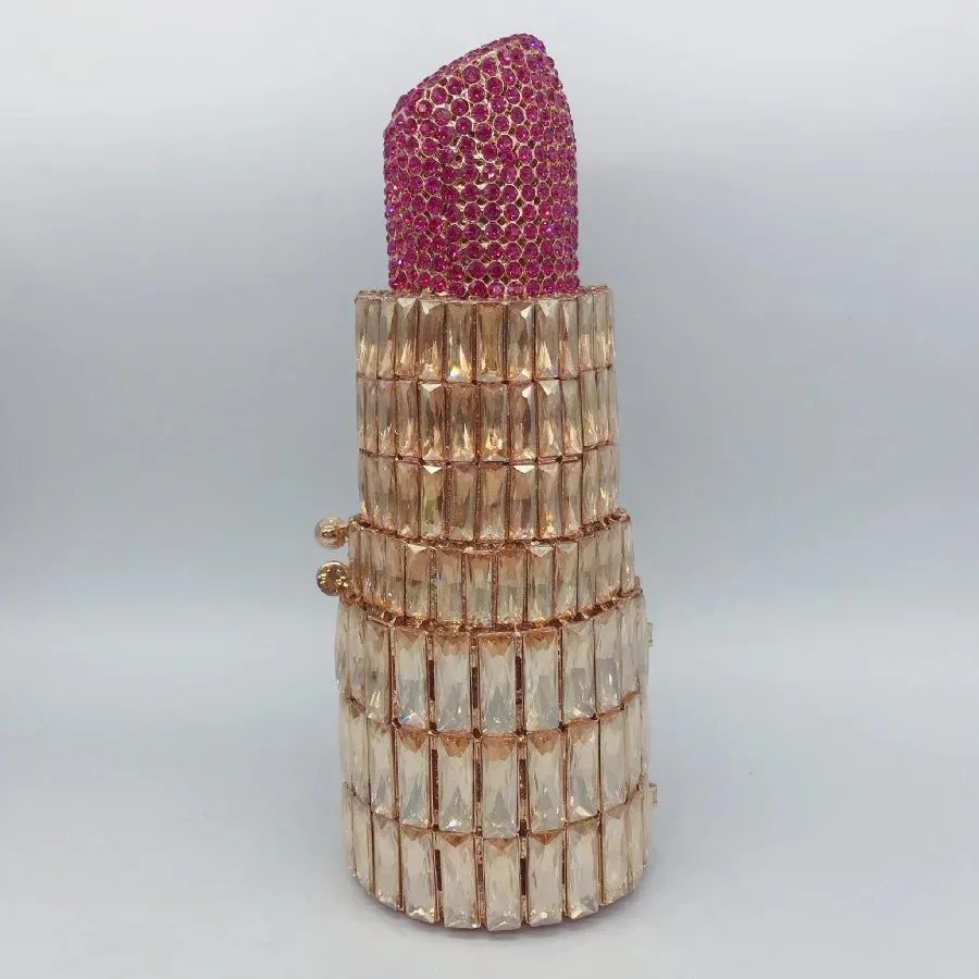 NEW Lipstick Shaped Crystal Purses - Luxury Diamond Clutch Bags