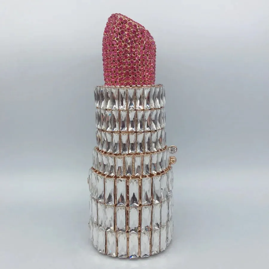 NEW Lipstick Shaped Crystal Purses - Luxury Diamond Clutch Bags