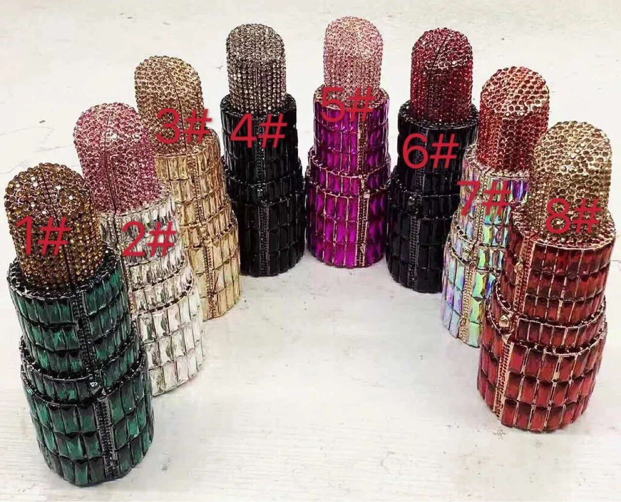 NEW Lipstick Shaped Crystal Purses - Luxury Diamond Clutch Bags