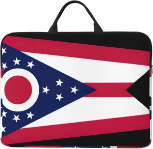Ohio State Flag Print Stylish 14in Polyester Laptop Bag Carry Laptop Bag With Water-Resistant Feature