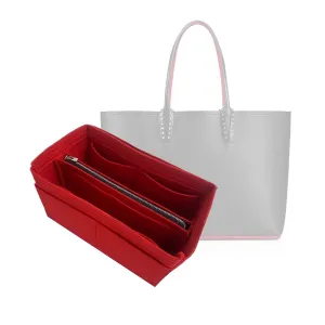 Purse Organizer for Cabata Purse Insert, Cabata Tote Organizer, Handmade 2mm Premium Felt Snug Sturdy Silver Zipper (For Large Cabata, Bubblegum)
