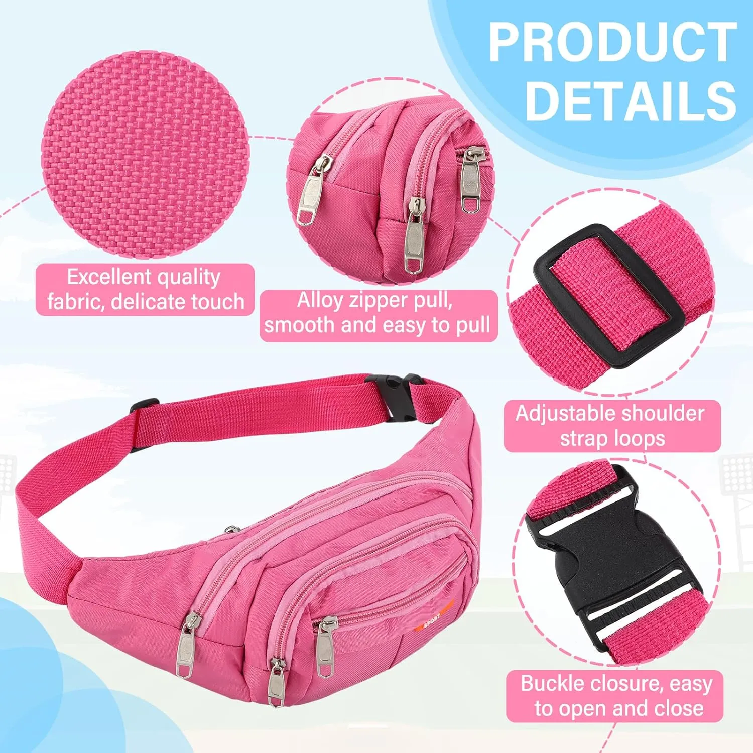 Reginary 9 Pcs Fanny Pack for Women Waist Bag Packs Men Crossbody Waterproof Adjustable Fanny Pack Running Bag Running Fanny Pack for Travel Hiking Running Outdoor (Chic Color)