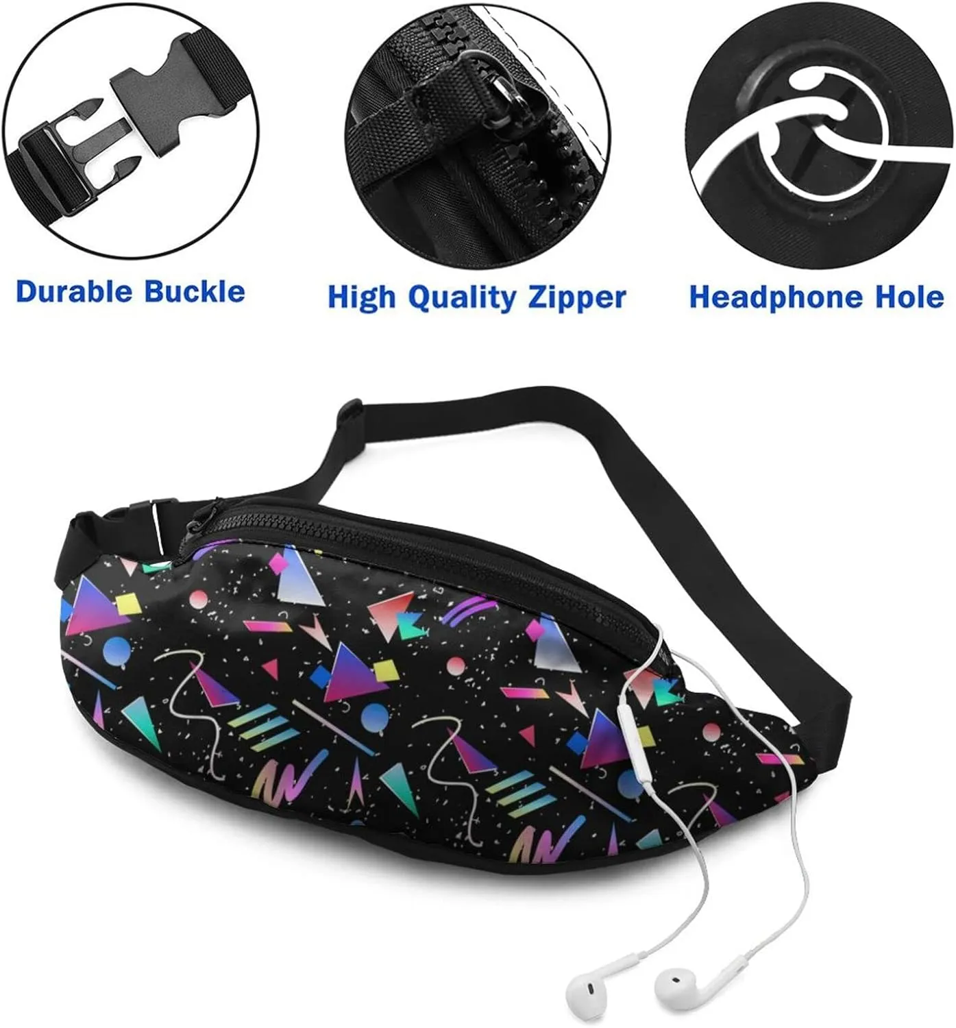 Retro 80S 90S Fanny Waist Bag Pack Casual Chest Bag Waist Packs Everywhere Belt Bag Sling Bag for Women Men