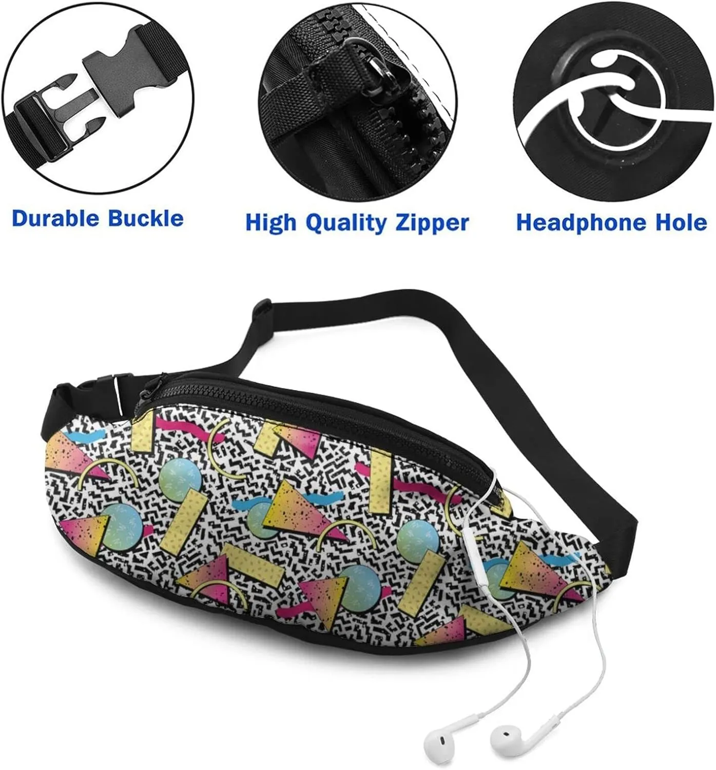 Retro 80S 90S Fanny Waist Bag Pack Casual Chest Bag Waist Packs Everywhere Belt Bag Sling Bag for Women Men