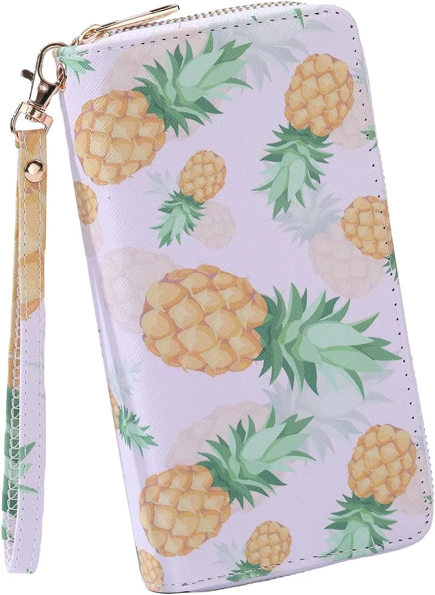 RFID Blocking Double Zip Wallet for Women Large Wristlet Clutch Bag Multi Card Holder Phone Case with Purse