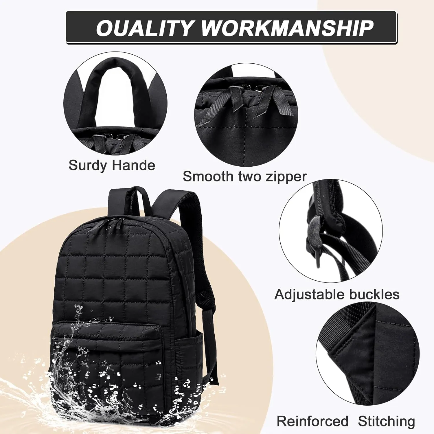 School Backpack Teen Girls Lightweight Bookbags Elementary Middle School College Back Pack Women Laptop Casual Daypacks (Black)