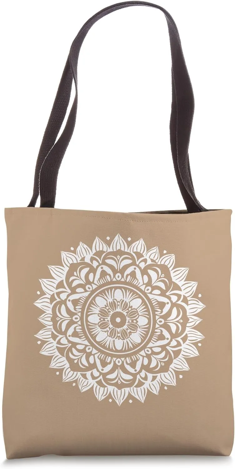 Simple Chic Mandala - Hazelnut Brown Tote Bag