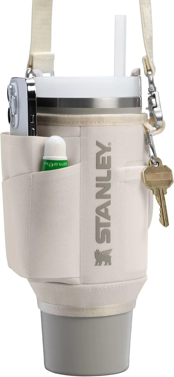 Stanley All Day Quencher Carry All for 30 oz Tumbler with Handle | Crossbody Bag with Phone Holder Pocket, Card Sleeve & Detachable Strap | Water Bottle Carrier Bag | BPA-Free | Cream