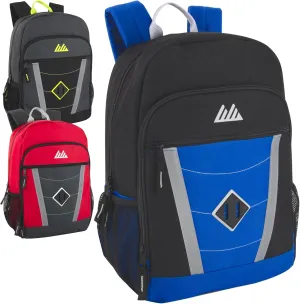 Summit Ridge 24 Pack Bulk Reflective Backpacks with Pockets, 17 Backpacks for Homeless Adults, Nonprofit (Male Colors Pack)