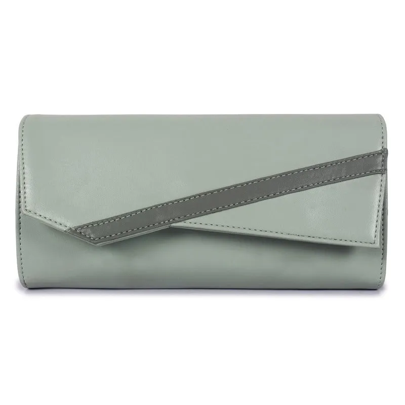 THE CLOWNFISH Ivana Series Womens Wallet - Premium Faux Leather | Adjustable Strap | Slim Design | Pistachio Green