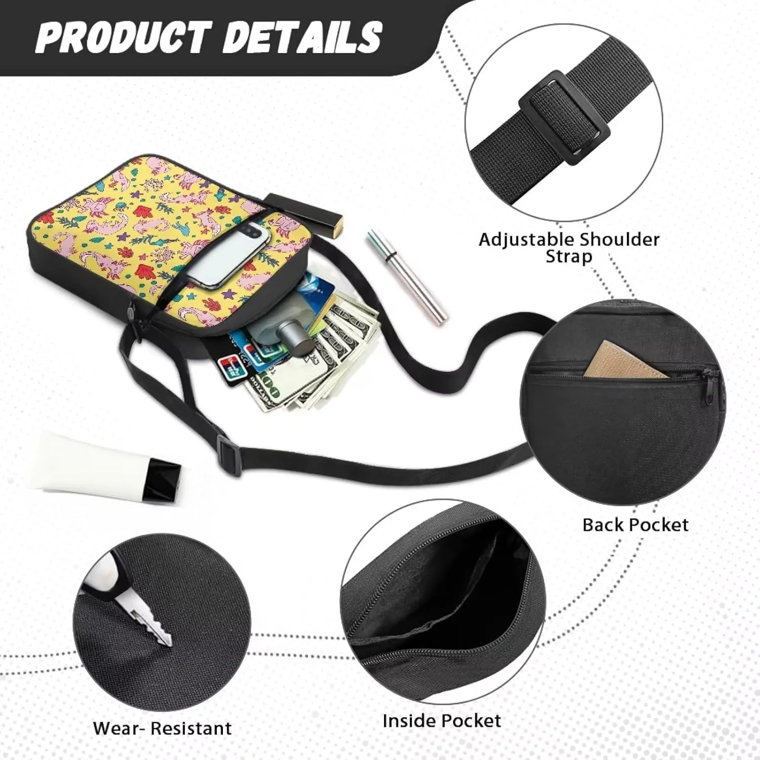 TODIYADDU Sling Bag for Women Men Crossbody Purse Trendy Messenger Bag Small Shoulder Bag Mini Phone Pouch Purse Nice Gifts