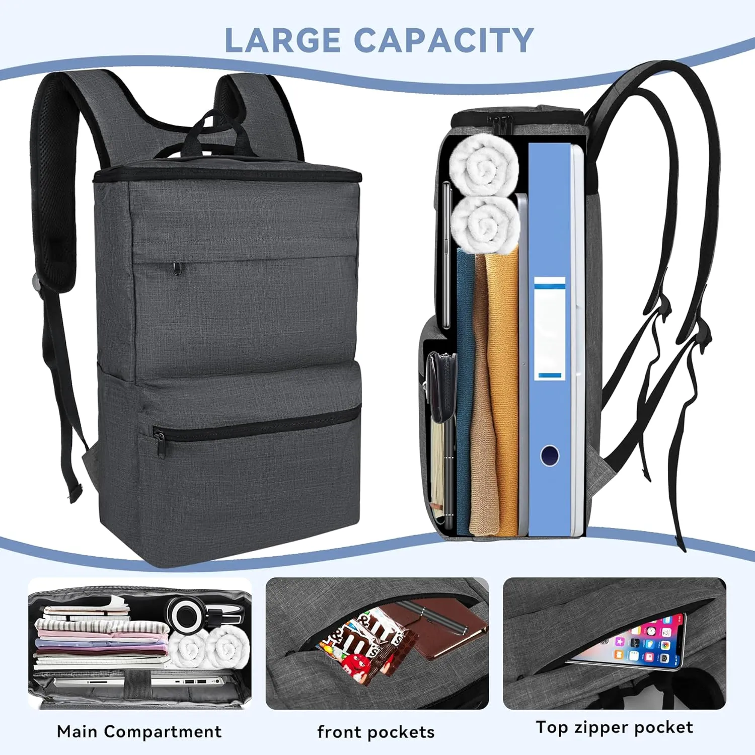 Travel Laptop Backpack, Business Backpack,Work Backpack Airline Approved for Men & Women 40L Water Resistant Laptop Bag Fits 17&14 Inch Laptop for Commuter Lightweight Work Bag Business Travel(Grey)