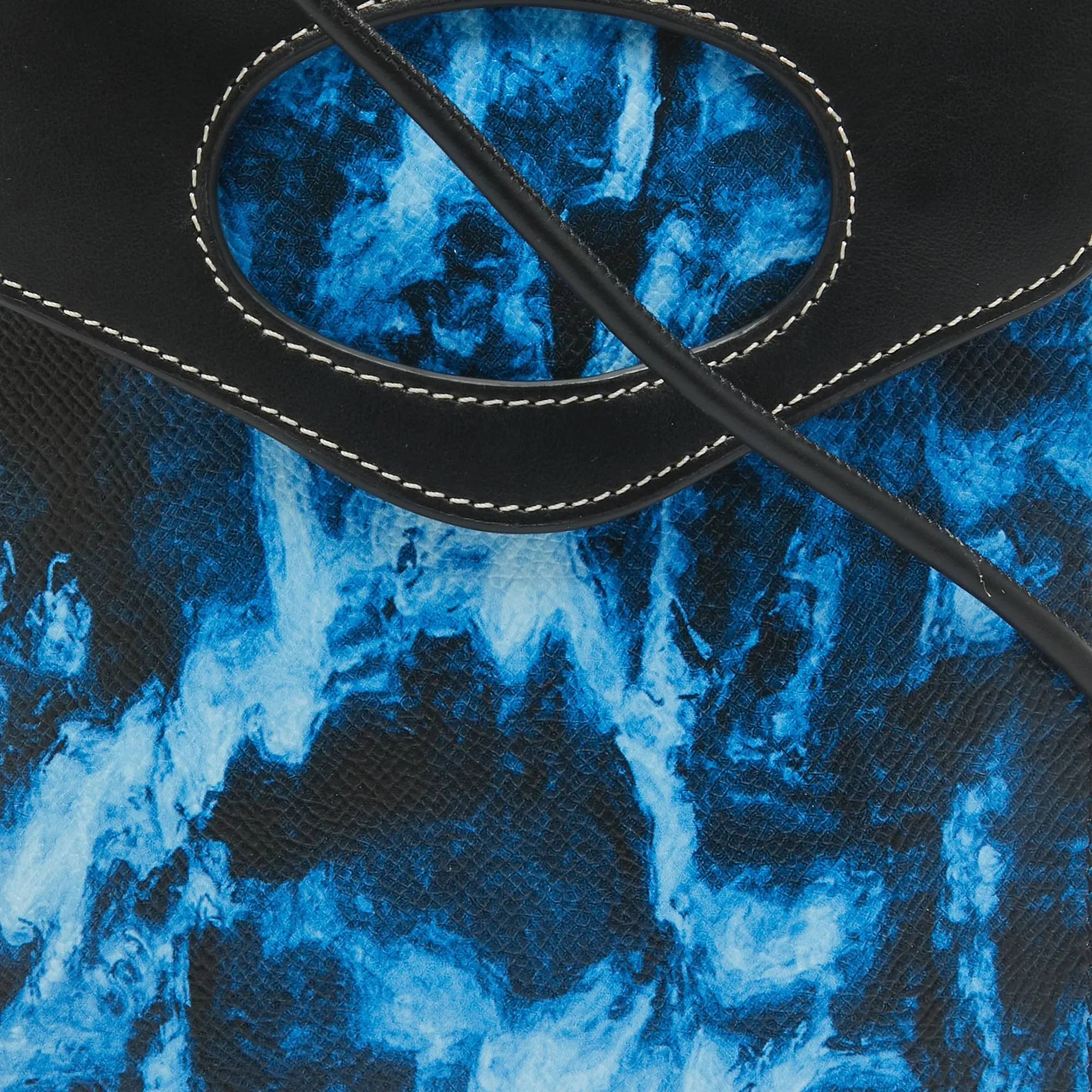 Trendy Inspired Burberry Blue/black Water Camo Print Leather Pocket Phone Pouch Crossbody Bag