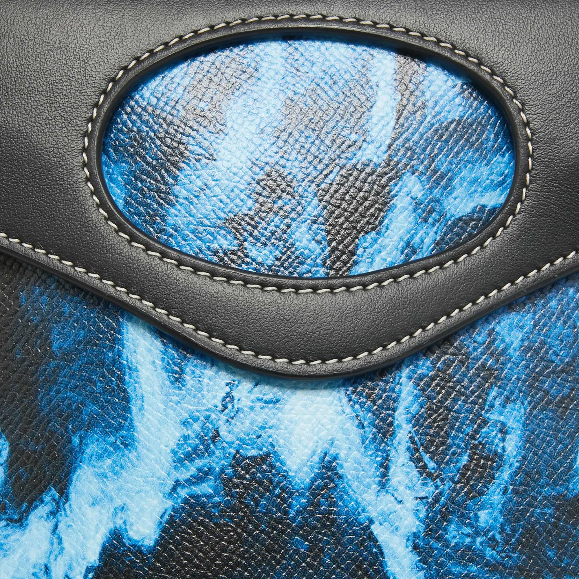 Trendy Inspired Burberry Blue/black Water Camo Print Leather Pocket Phone Pouch Crossbody Bag