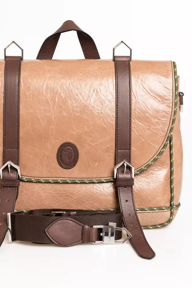 Trussardi Elegant Craquele-Effect Calfskin Briefcase
