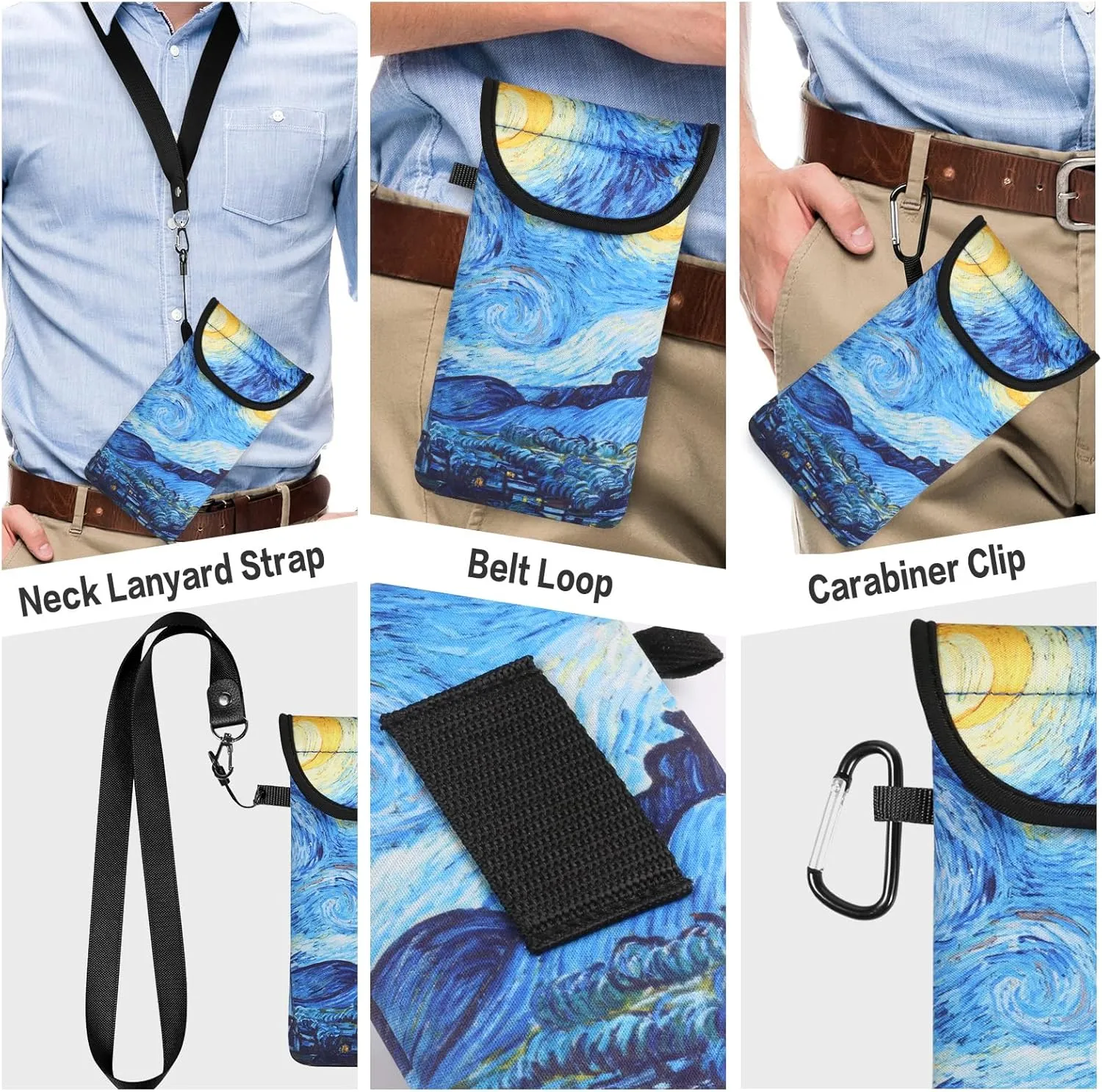 Universal Cell Phone Pouch Neoprene Phone Sleeve w/ Belt Clip Loop & Neck Lanyard Strap Compatible for iPhone 16 Pro Max Galaxy S25 Ultra S25  S24 FE A16 A35 A55 Oneplus 13 Pixel 9 Pro XL Poco X7 Pro