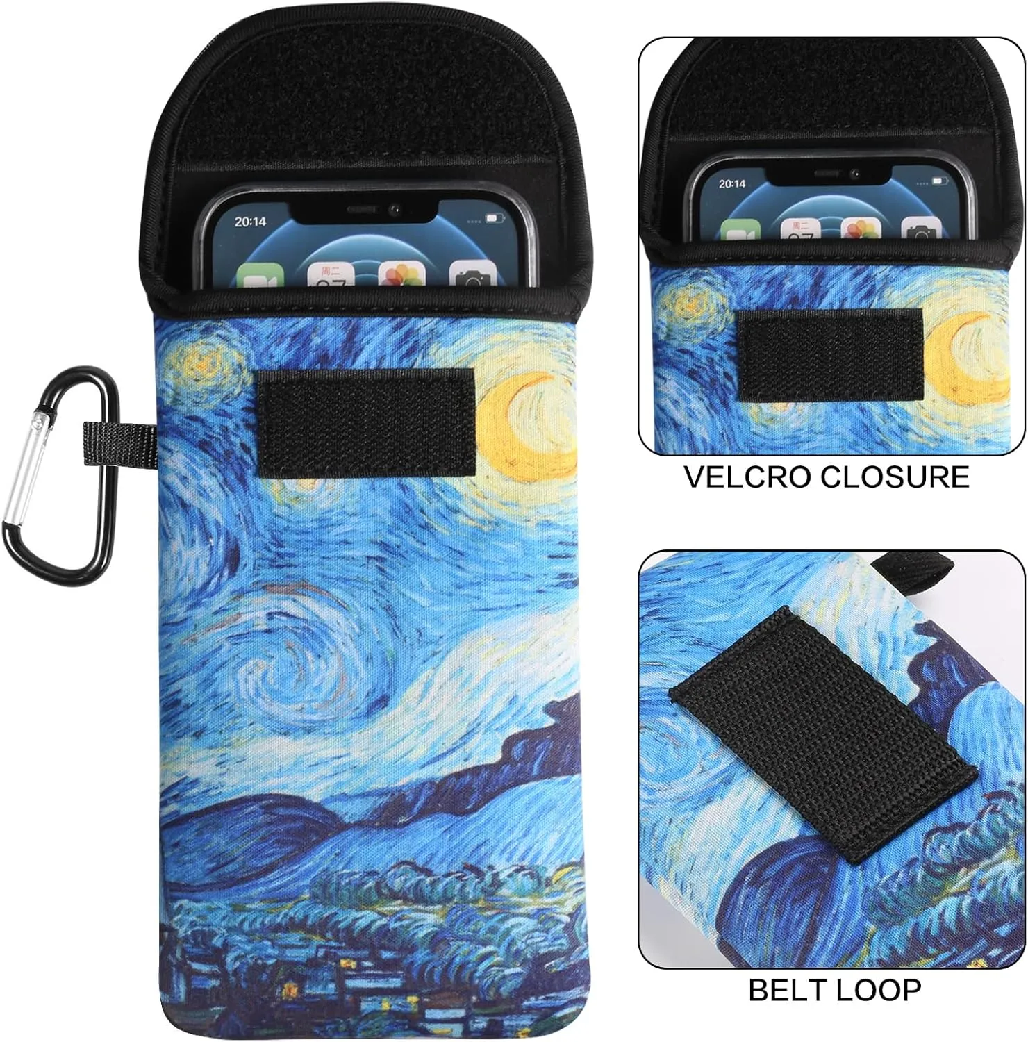 Universal Cell Phone Pouch Neoprene Phone Sleeve w/ Belt Clip Loop & Neck Lanyard Strap Compatible for iPhone 16 Pro Max Galaxy S25 Ultra S25  S24 FE A16 A35 A55 Oneplus 13 Pixel 9 Pro XL Poco X7 Pro
