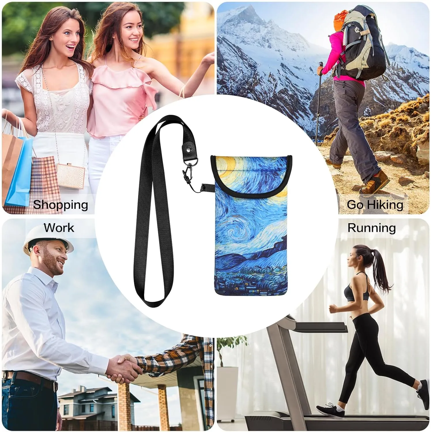 Universal Cell Phone Pouch Neoprene Phone Sleeve w/ Belt Clip Loop & Neck Lanyard Strap Compatible for iPhone 16 Pro Max Galaxy S25 Ultra S25  S24 FE A16 A35 A55 Oneplus 13 Pixel 9 Pro XL Poco X7 Pro