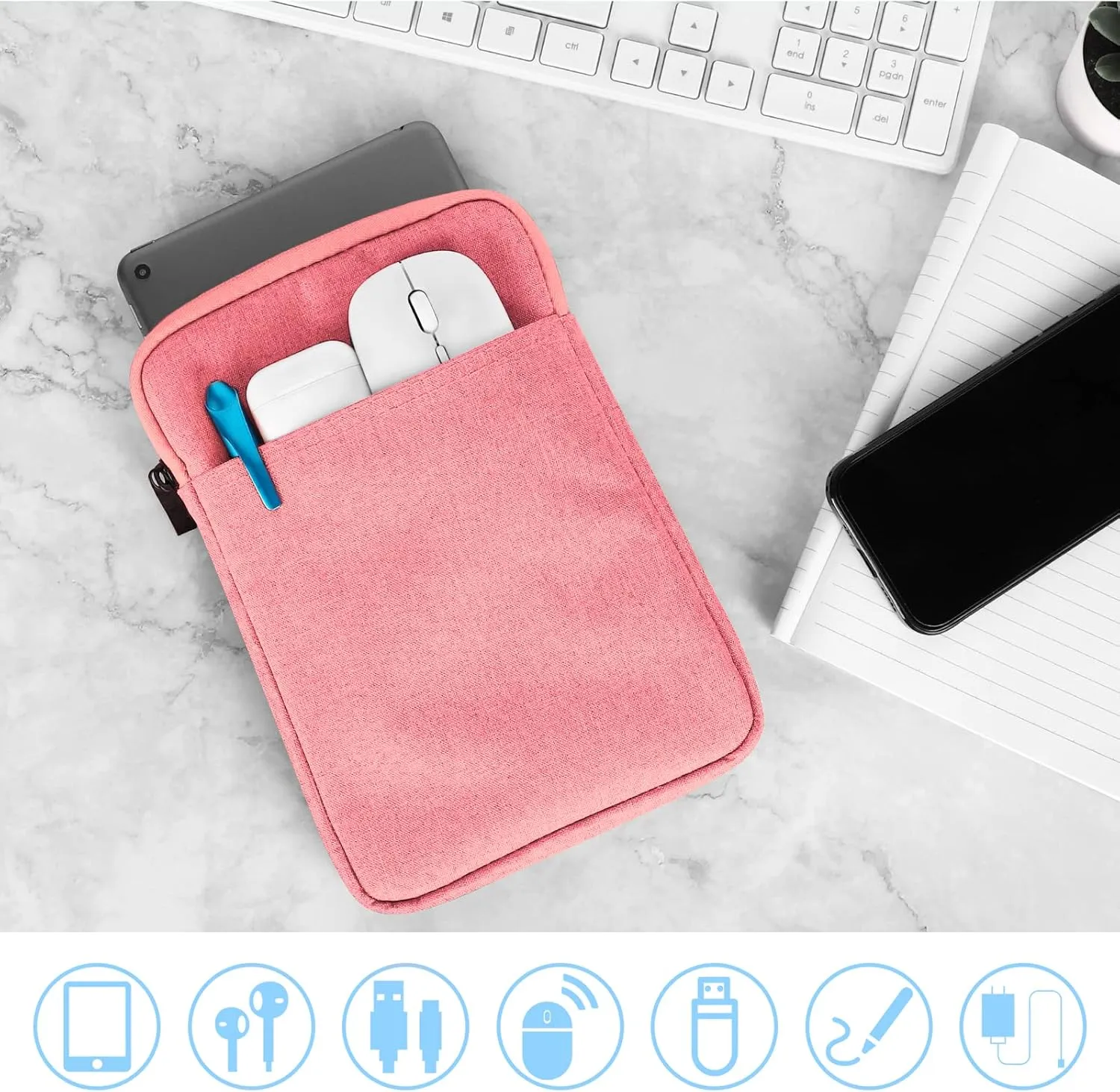 UrbanX 8 Inch Tablet Case for Amazon Fire HD 8 (2020) Lightweight Portable Protective Bag Laptop with Dual Pockets