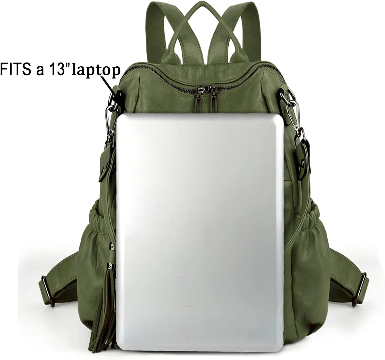 UTO Women Backpack Purse Leather Vegan Ladies Fashion Designer Rucksack Convertible Travel Shoulder Bag with Tassel