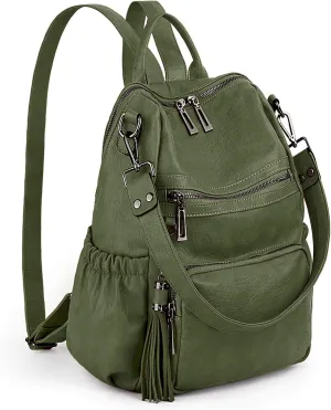 UTO Women Backpack Purse Leather Vegan Ladies Fashion Designer Rucksack Convertible Travel Shoulder Bag with Tassel